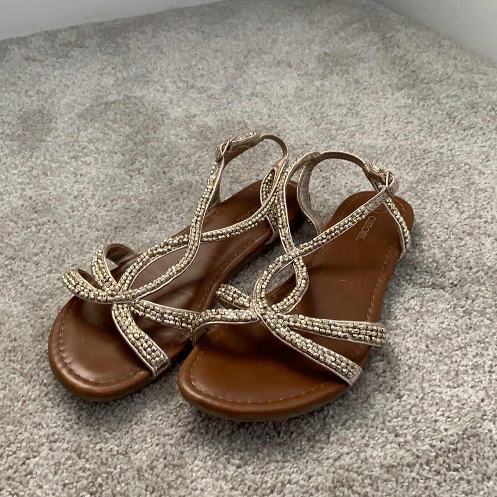 Cherokee Gold Shimmer Beaded Sandals